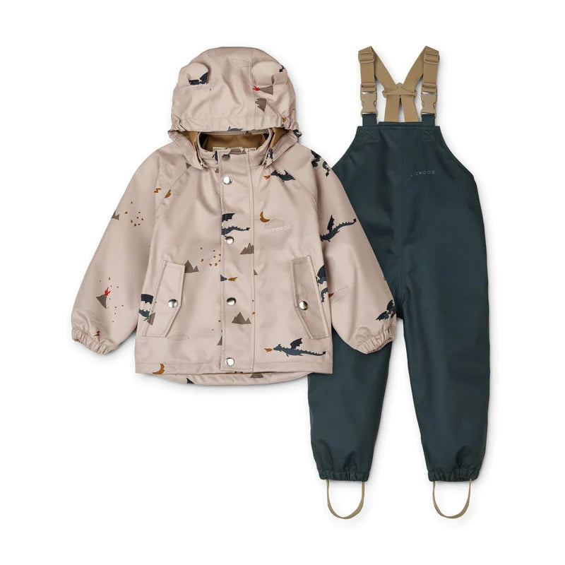 Liewood kurtka i spodnie przeciwdeszczowe dziecięce 92 cm Little dragon / Dark sandy