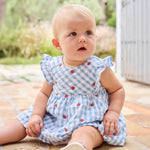 Mayoral Sukienka niemowlęca z figami seersucker Lagoon