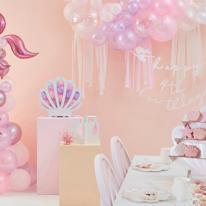 Gingerray Balony lateksowe Shell Confetti and Happy Birthday Mermaid