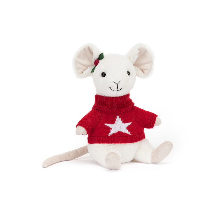 Jellycat Wesoła Maskotka Mysz w Czerwonym Sweterku 18 cm