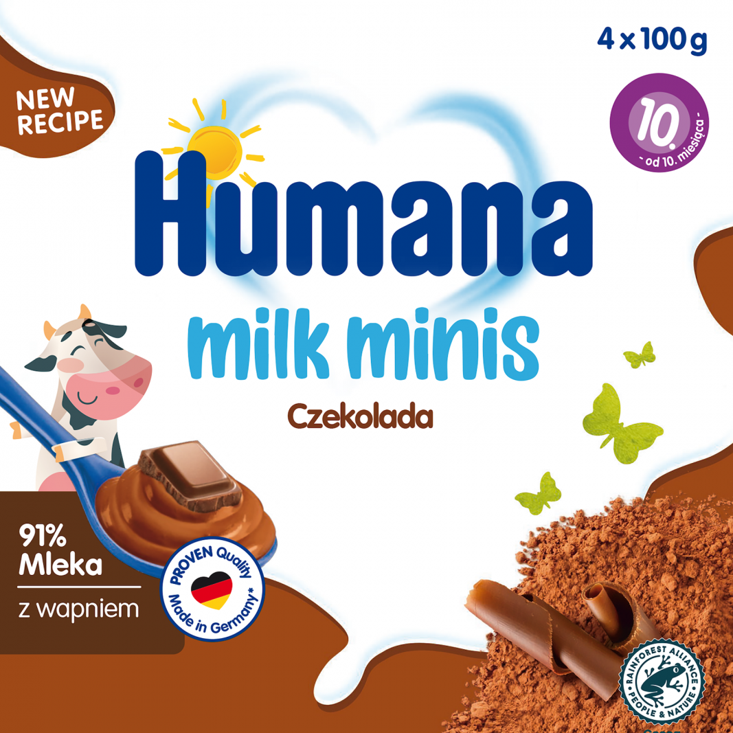 Humana Deserek mleczny o smaku czekoladowym Milk Minis po 10 miesiącu