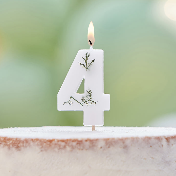 Gingerray świeczka na tort Leaf Foliage Number 4 Birthday Candle