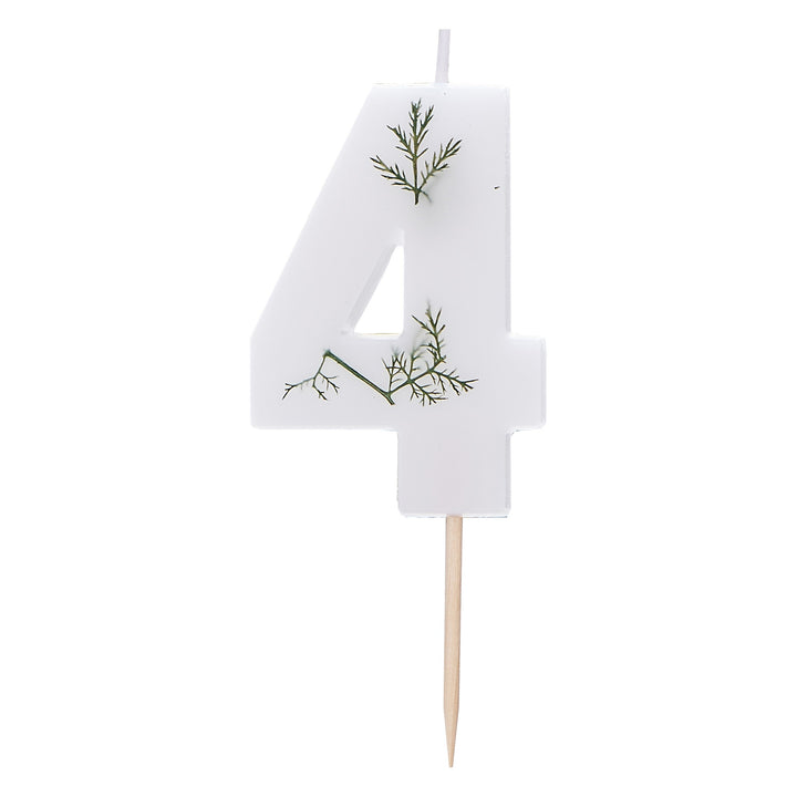 Gingerray świeczka na tort Leaf Foliage Number 4 Birthday Candle