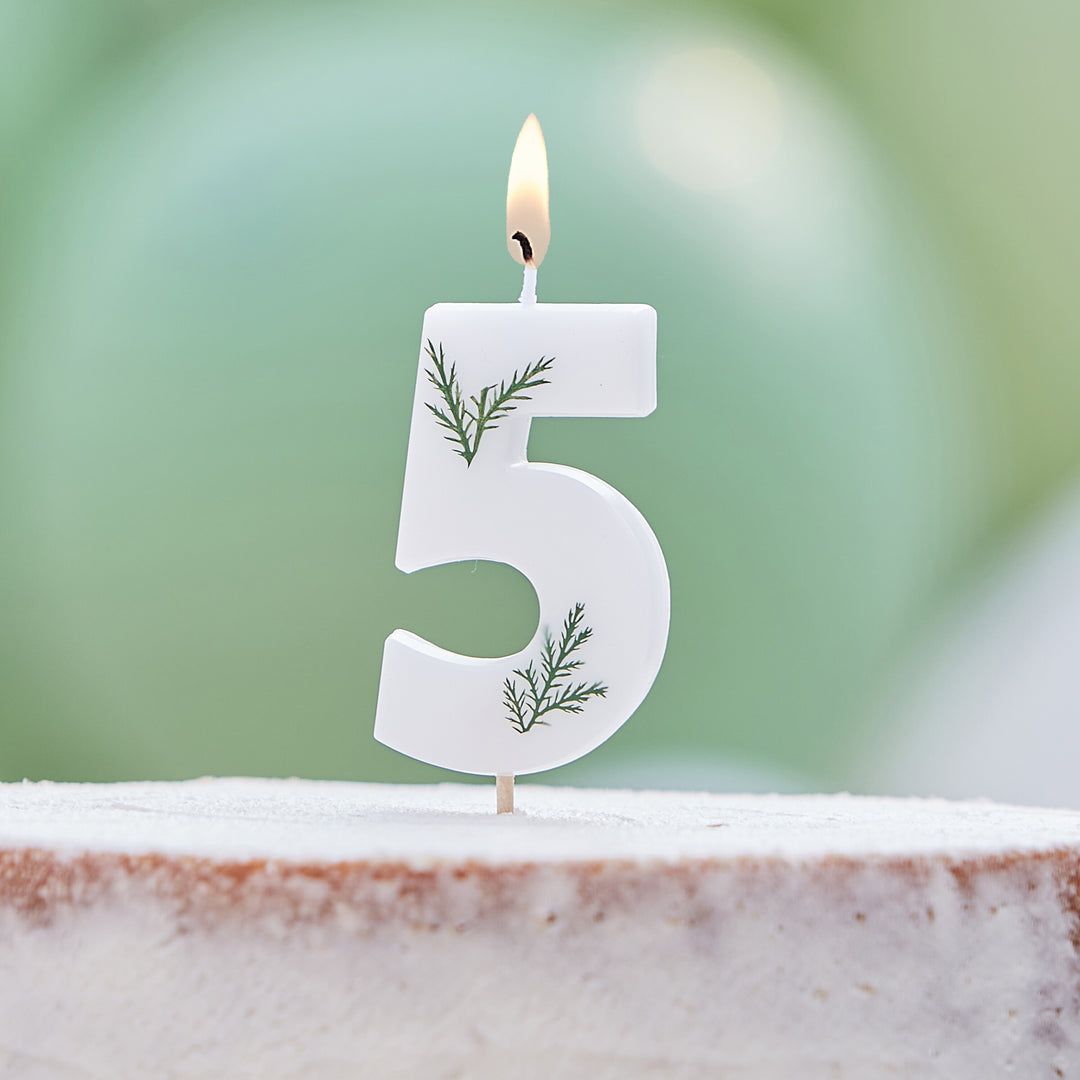 Gingerray świeczka na tort Leaf Foliage Number 5 Birthday Candle