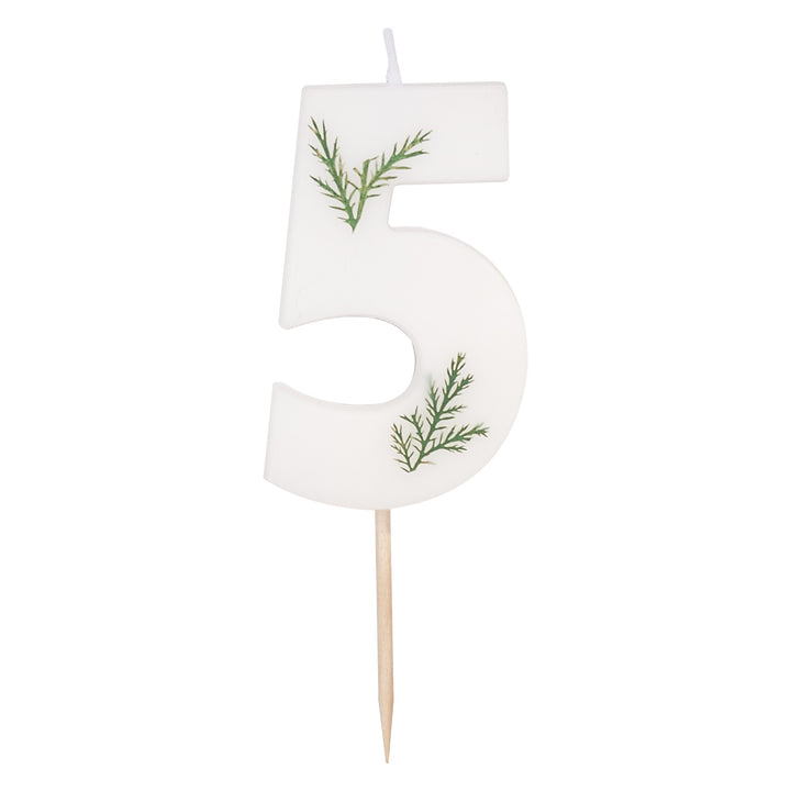 Gingerray świeczka na tort Leaf Foliage Number 5 Birthday Candle