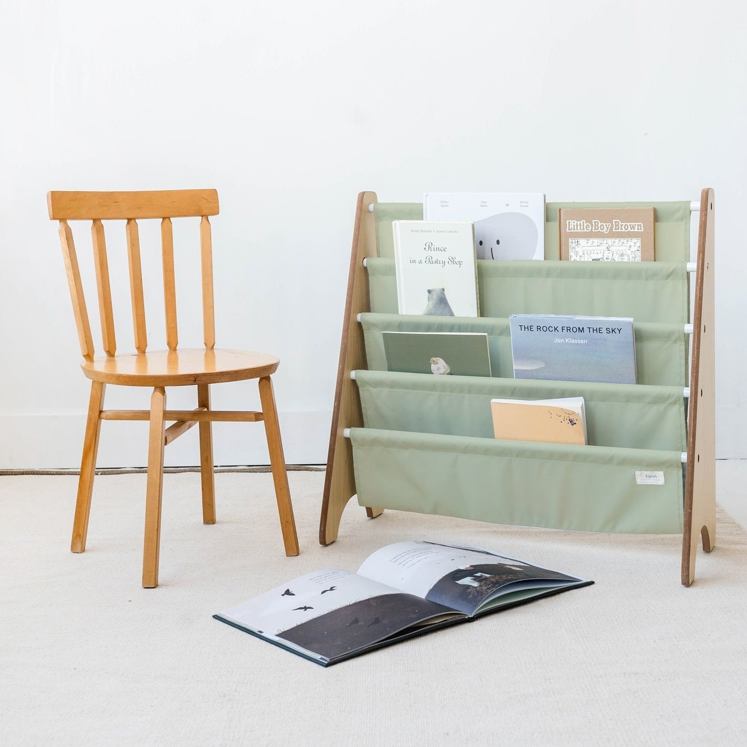 3 Sprouts Stojak na książki dla dzieci Recycled Solid Green