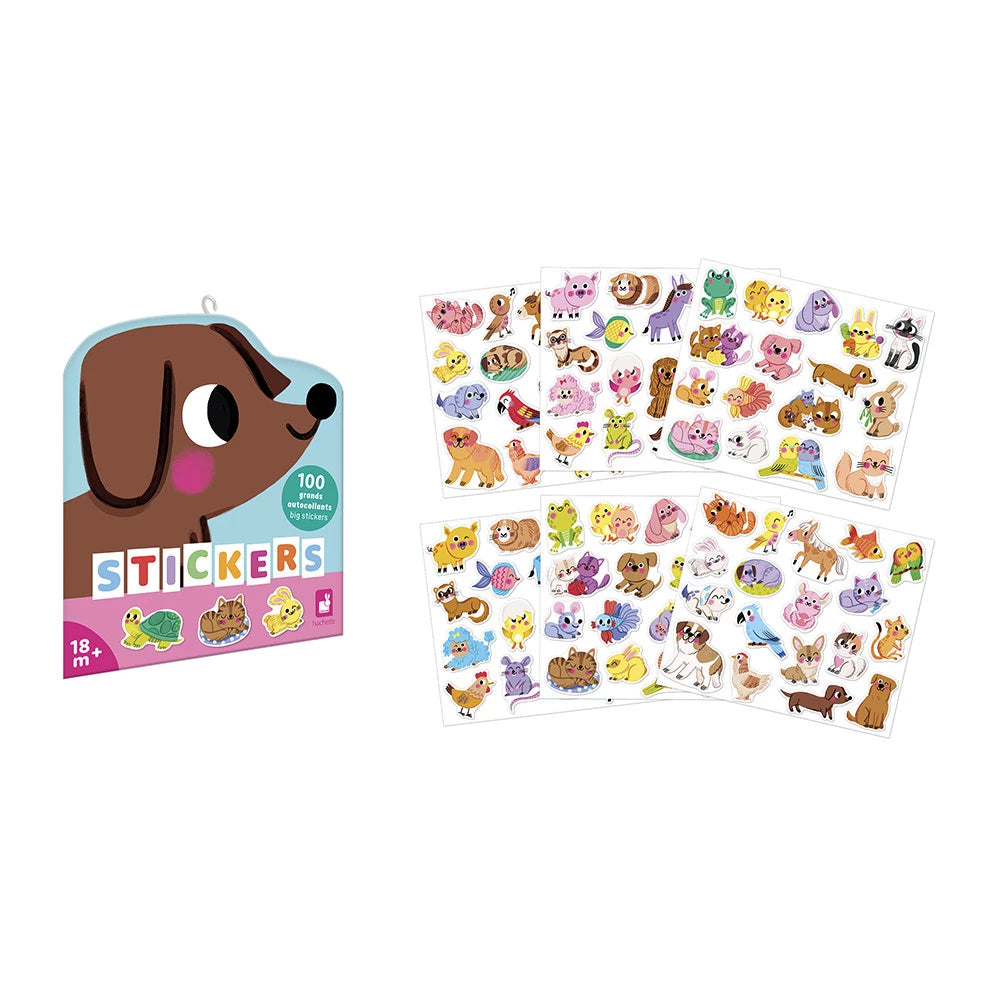 Janod Duże naklejki dla dzieci na arkuszach Domowe pupile 100szt