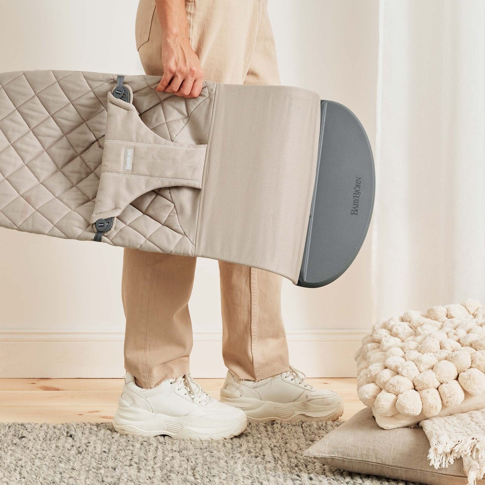 Babybjorn Leżaczek dla niemowlaka Bliss Woven Piaskowoszary zabawka