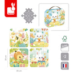 Janod Puzzle progresywne w walizce Zwierzątka Pure 4 układanki – 6, 9, 12 i 16 elementów