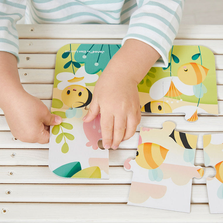 Janod Puzzle progresywne w walizce Zwierzątka Pure 4 układanki – 6, 9, 12 i 16 elementów