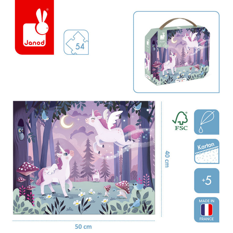 Janod Puzzle w walizce Jednorożce 54 elementt