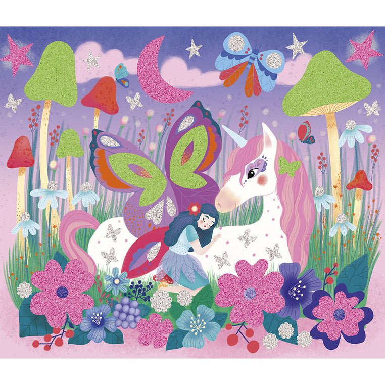 Janod Zestaw kreatywny Naklejki piankowe i fosforescencyjne piaski Wróżki Magic Fairies