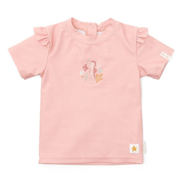 Little Dutch Koszulka kąpielowa z falbankami z kolekcji Seahorse Pink rozmiar 86/92