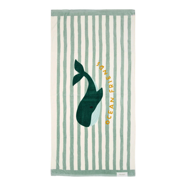 Little Dutch Ręcznik plażowy Seashells and Stripes Surf Blue