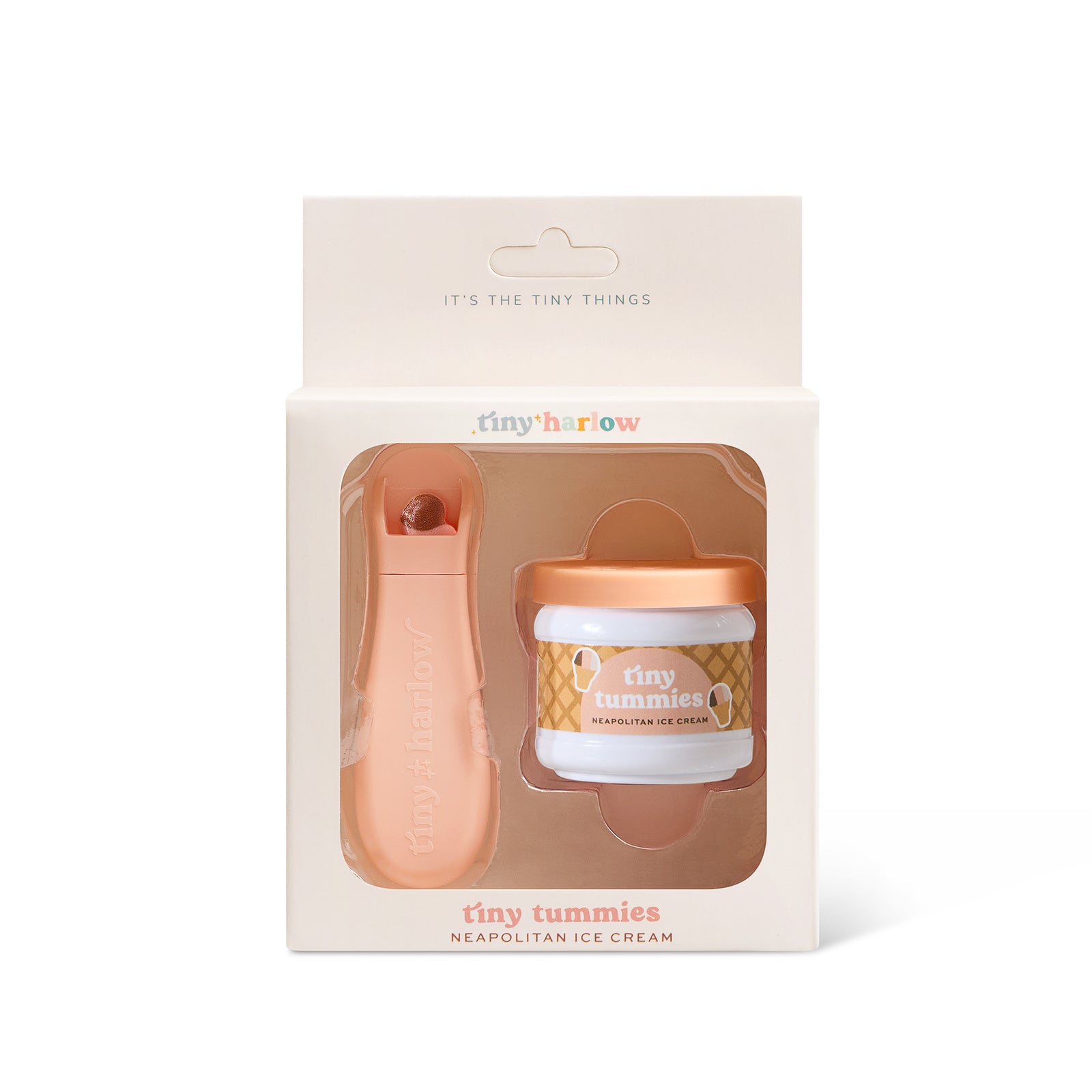 Tiny Harlow Zestaw do karmienia lalek Tiny Tummies Słoiczek i Łyżeczka, Lody Włoskie