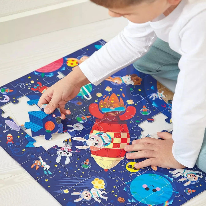 Janod Puzzle dla dzieci w walizce Rakieta kosmiczna 54 elementy 5+