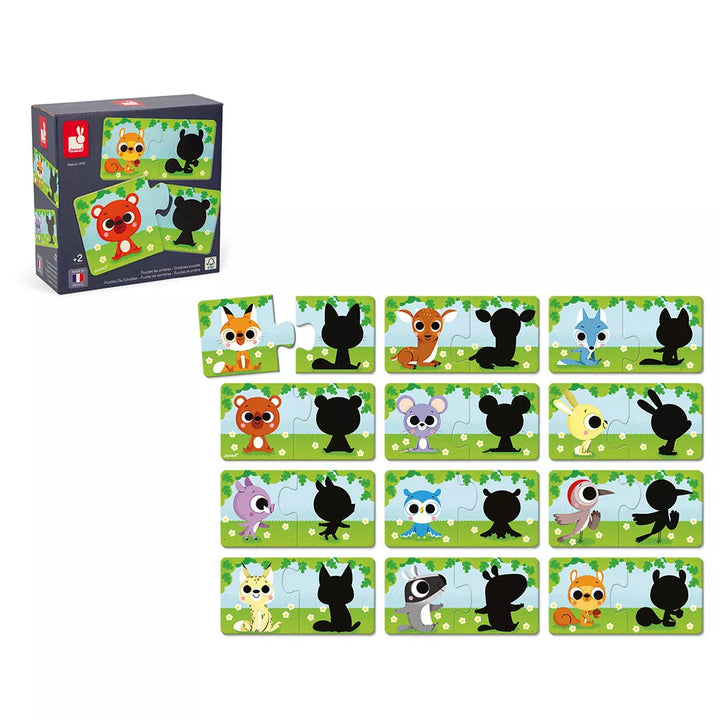 Janod Pierwsze puzzle dla dzieci do pary Zwierzęta i ich cienie 24 elementy 2+