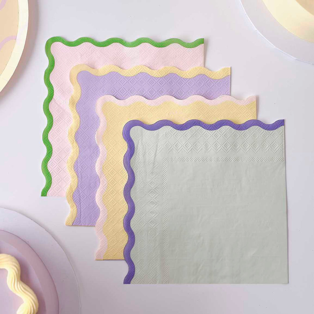 Gingerray Serwetki papierowe w pastelowych kolorach z falistym brzegiem
