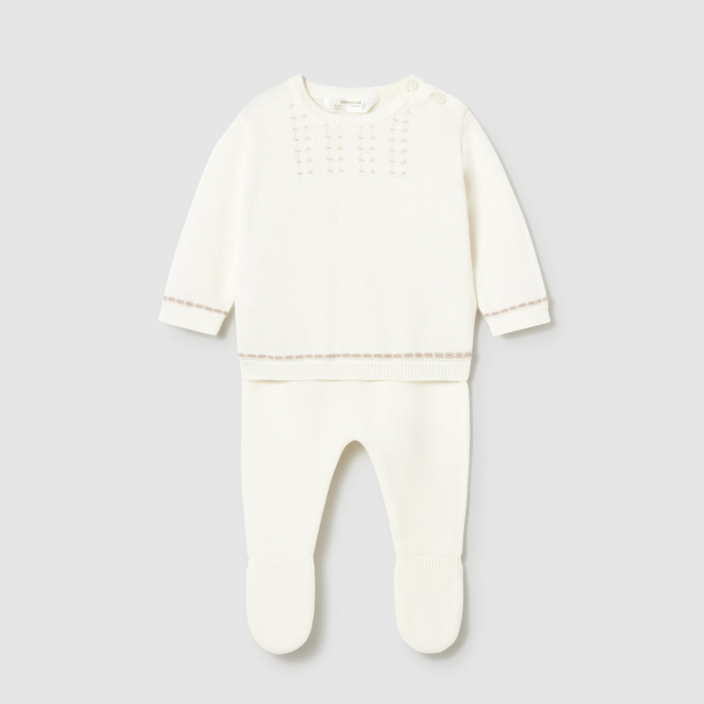 Mayoral Komplet niemowlęcy 2-częściowy półśpioszki i sweterek Ceramika