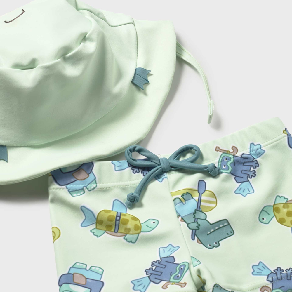 Mayoral Komplet niemowlęcy kąpielowy 3-częściowy z ochroną UV Jabłko