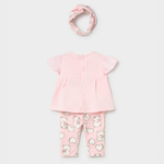 Mayoral Komplet dla dziewczynki 3-częściowy z bluzką, legginsami i opaseczką Baby Pink