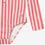 Wheat jednoczęściowy strój kąpielowy dziecięcy L/S Margot red stripe flowers