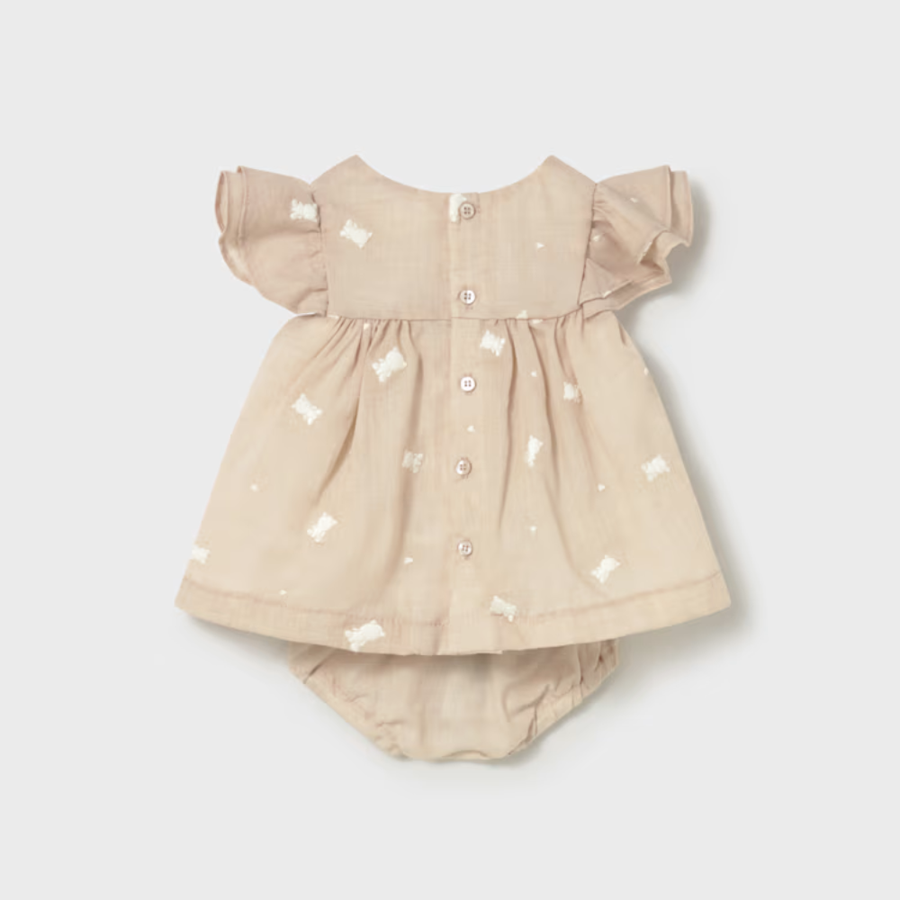 Mayoral Sukienka z pasującymi majteczkami dla noworodka Pszenica