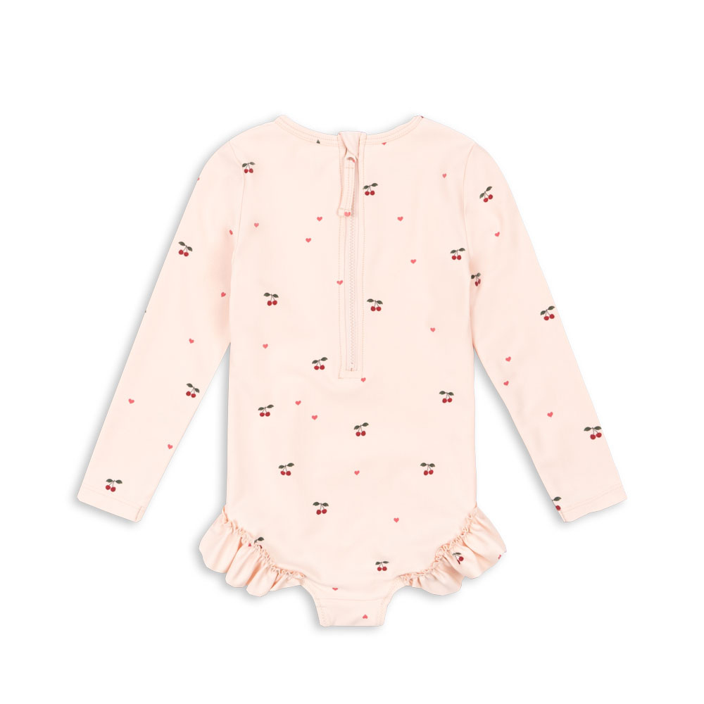 Konges Slojd Strój kąpielowy dla dziewczynki z długimi rękawami Merle Cherry Coeur Rose