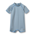 Wheat kombinezon kąpielowy z krótkim rękawem dziecięcy Cas blue swim stripe