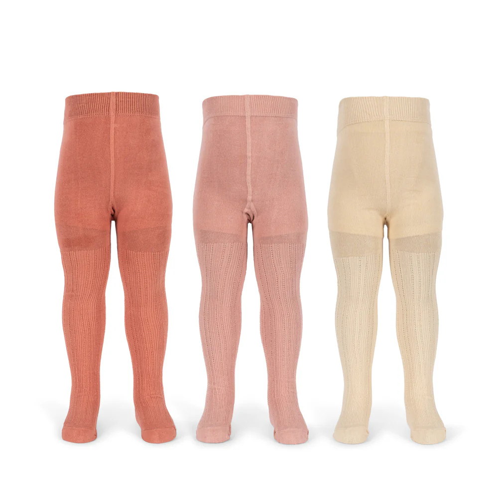Konges Slojd Rajstopy dziecięce Pointelle 3-pack Rose mix