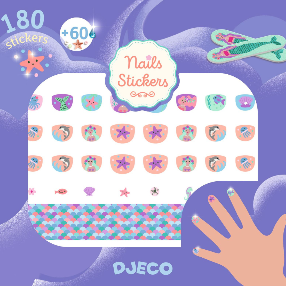 Djeco Naklejki na paznokcie Syrenki