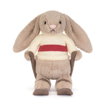 Jellycat przytulanka Króliczek Beżowy na Nartach 20 cm