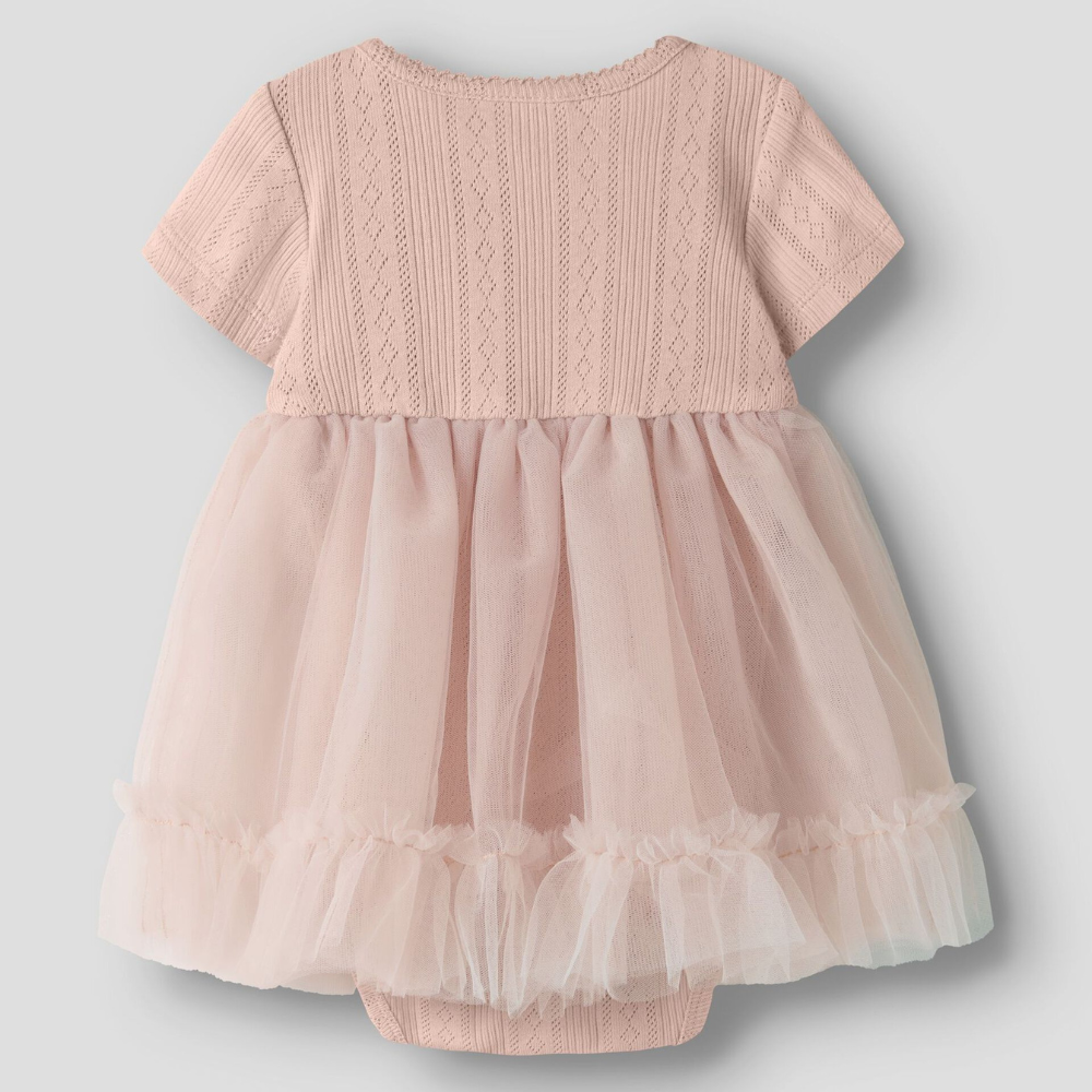 Lil' Atelier Sukienka z body i tiulowym dołem Peach Whip NBFFANELLA
