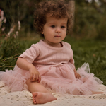 Lil' Atelier Sukienka z body i tiulowym dołem Peach Whip NBFFANELLA