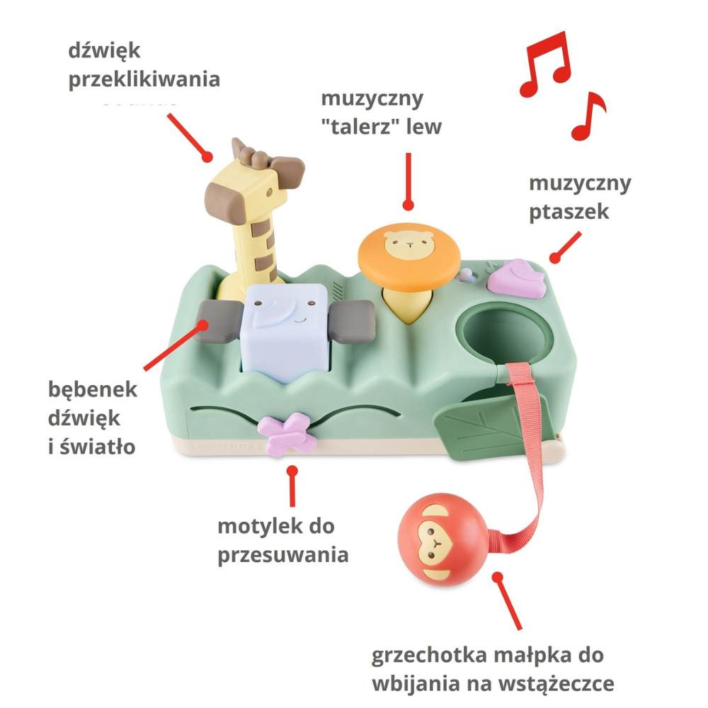 Skip Hop Zabawka Muzyczna i Wbijanka Geometryczne Zwierzątka 2w