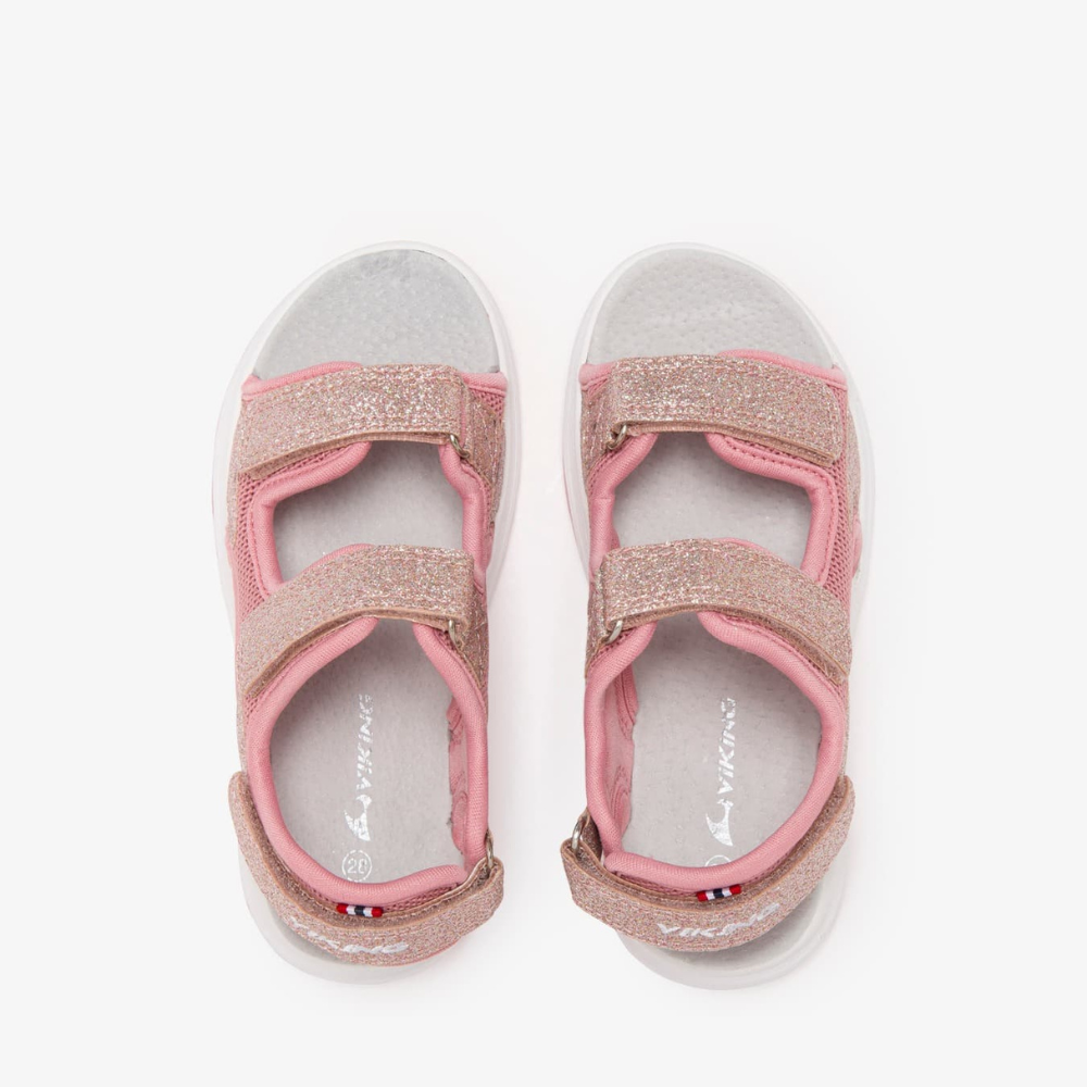 Viking brokatowe sandały dziecięce Anchor Sandal 3V Light Pink