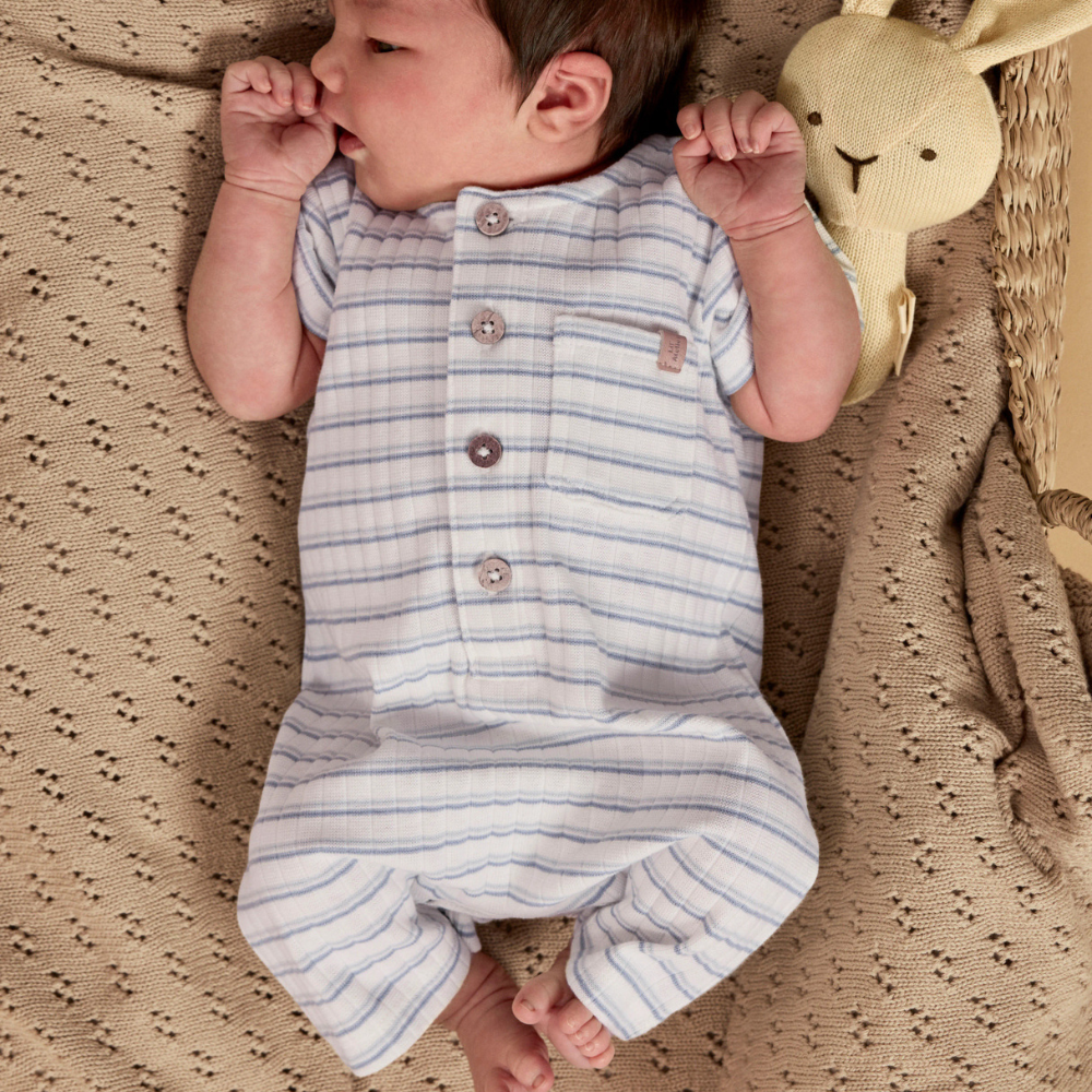 Lil' Atelier Kombinezon z krótkim rękawkiem Loose Coconut Milk Dusty Blue NBMHALDUR