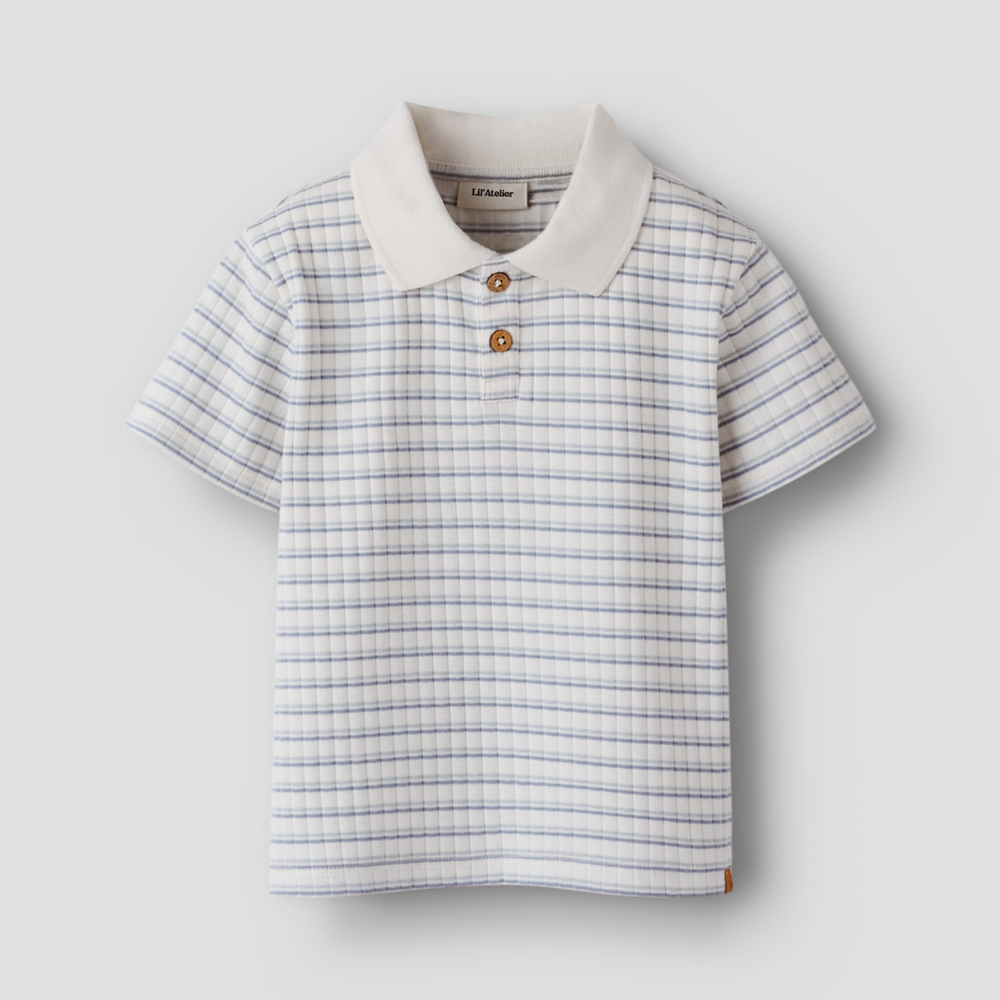 Lil' Atelier koszulka polo dziecięca Loose Coconut Milk Dusty Blue NMMHALDUR