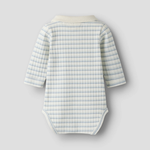 Lil' Atelier body z kołnierzykiem polo Slim Coconut Milk Dusty Blue NBMHALDUR