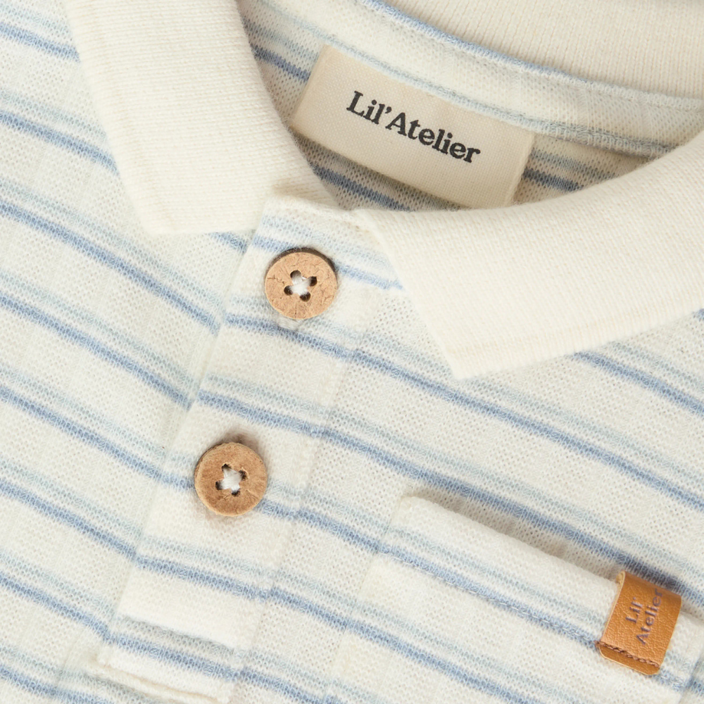 Lil' Atelier body z kołnierzykiem polo Slim Coconut Milk Dusty Blue NBMHALDUR