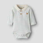 Lil' Atelier body z kołnierzykiem polo Slim Coconut Milk Dusty Blue NBMHALDUR