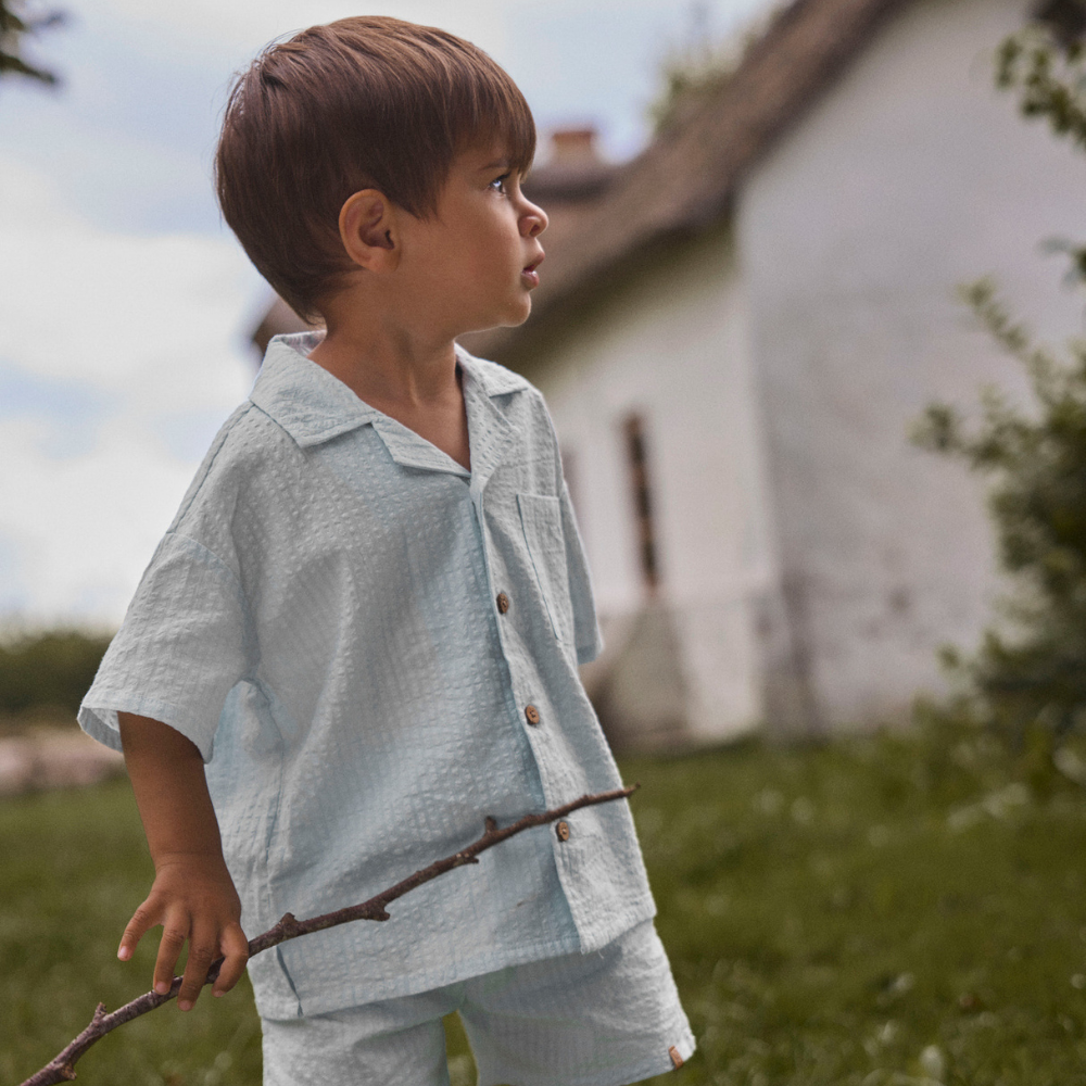 Lil' Atelier bawełniana koszula z krótkim rękawem Mak Loose Plein Air NMMHOMAN