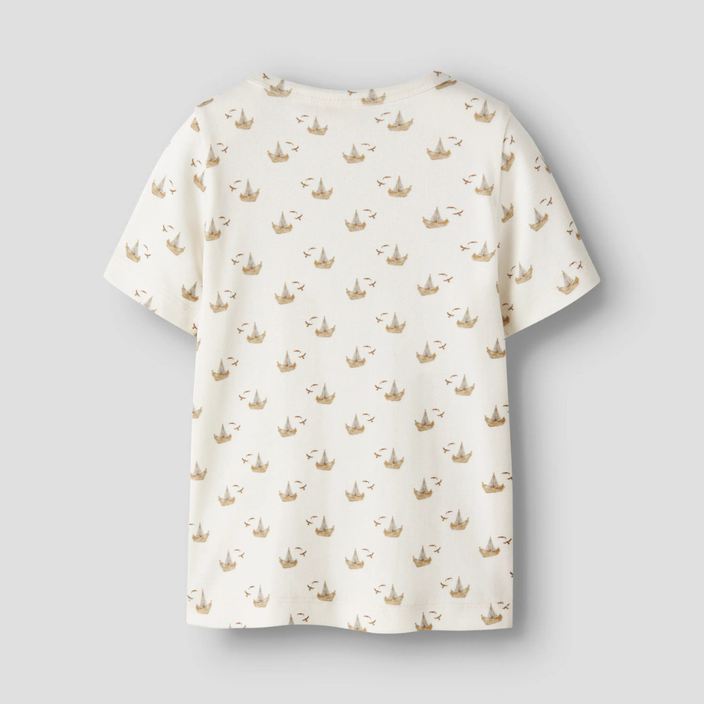 Lil' Atelier dziecięca Koszulka z krótkim rękawem Sor Slim Top Coconut Milk Boat NMMGAYO