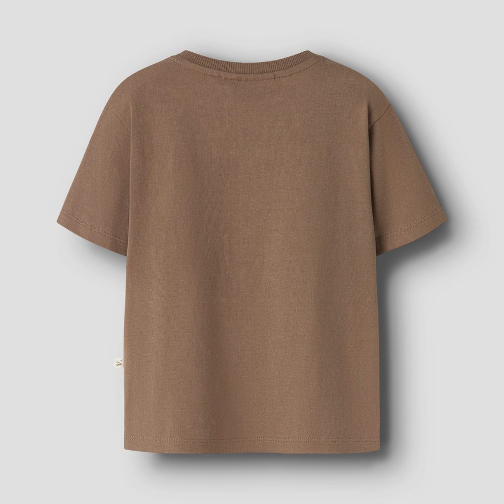 Lil' Atelier koszulka z krótkim rękawem Len Loose Top Coca Mocha NMMDOLAN