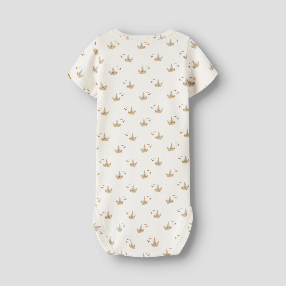 Lil' Atelier body z krótkim rękawkiem Sor Slim Coconut Milk Boat NBMGAYO