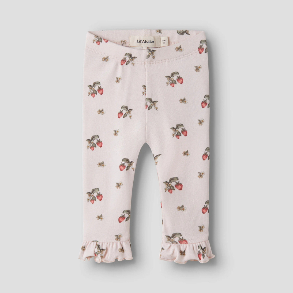 Lil' Atelier legginsy dziecięce z ozdobną falbanką Slim Morganite Strawberry NBFGAYO