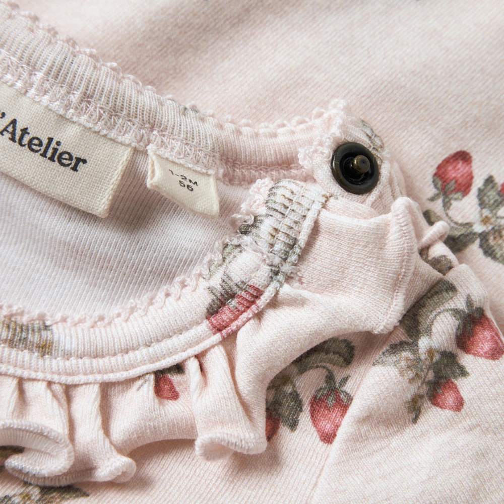 Lil' Atelier body z krótkim rękawem Slim Morganite Strawberry NBFGAYO