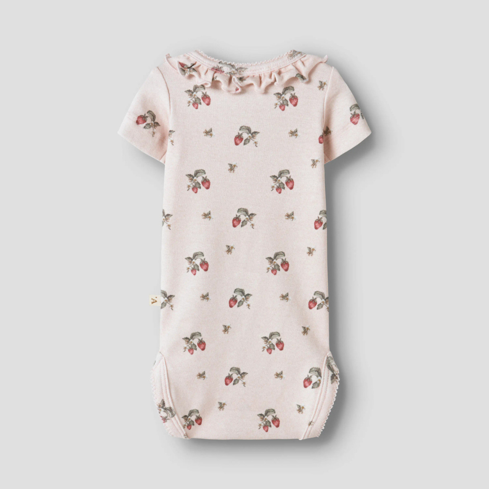 Lil' Atelier body z krótkim rękawem Slim Morganite Strawberry NBFGAYO