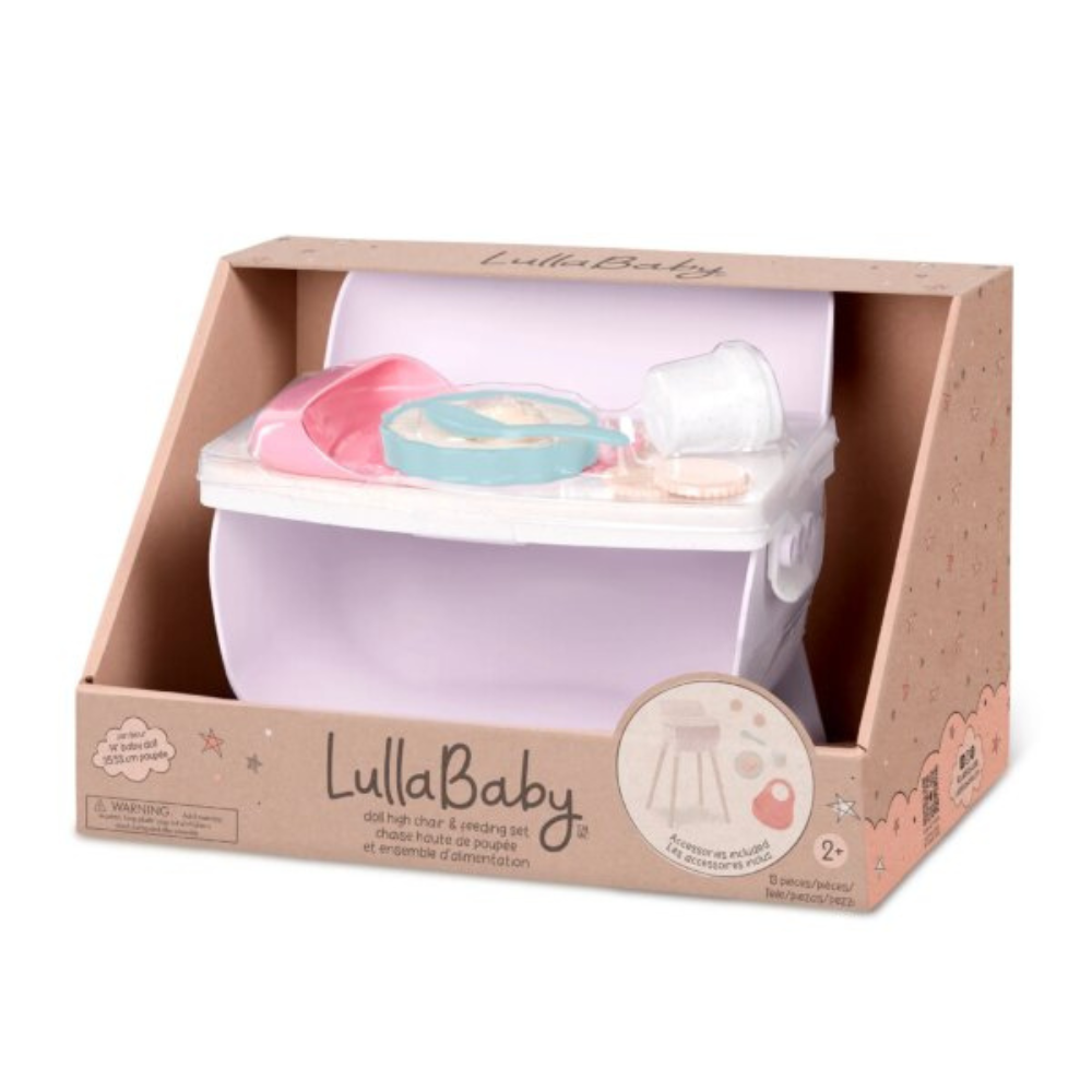 LullaBaby Krzesełko do karmienia lalki niemowlaka, z akcesoriami Róż
