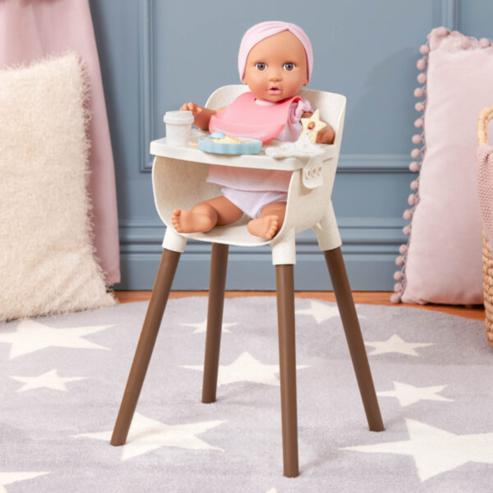 LullaBaby Krzesełko do karmienia lalki niemowlaka, z akcesoriami Beż